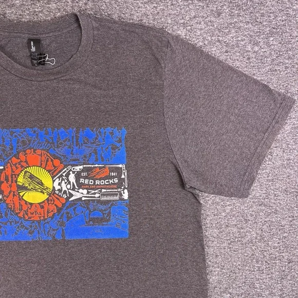 Red Rocks Ampitheater Shirts Adult Large Gray Graphic Concert Tee Colorado Parks - Picture 10 of 16